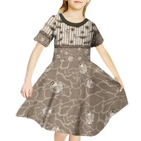 Hawaii Christmas In July Kid Short Sleeve Dress Beige Mele Kalikimaka Sea Animals DT05 - Polynesian Pride