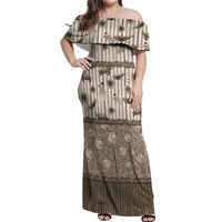 Hawaii Christmas In July Off Shoulder Maxi Dress Beige Mele Kalikimaka Sea Animals DT05 Women Beige - Polynesian Pride
