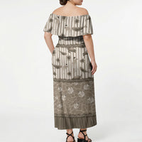 Hawaii Christmas In July Off Shoulder Maxi Dress Beige Mele Kalikimaka Sea Animals DT05 - Polynesian Pride