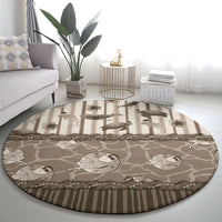 Hawaii Christmas In July Round Carpet Beige Mele Kalikimaka Sea Animals