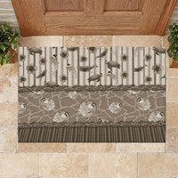 Hawaii Christmas In July Rubber Doormat Beige Mele Kalikimaka Sea Animals
