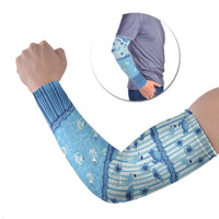 Hawaii Christmas In July Arm Sleeves Sky Blue Mele Kalikimaka Sea Animals