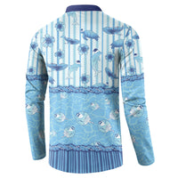 Hawaii Christmas In July Button Sweatshirt Sky Blue Mele Kalikimaka Sea Animals