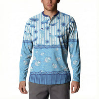 Hawaii Christmas In July Button Sweatshirt Sky Blue Mele Kalikimaka Sea Animals