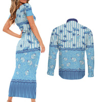 Hawaii Christmas In July Couples Matching Short Sleeve Bodycon Dress and Long Sleeve Button Shirt Sky Blue Mele Kalikimaka Sea Animals