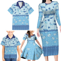 Hawaii Christmas In July Family Matching Long Sleeve Bodycon Dress and Hawaiian Shirt Sky Blue Mele Kalikimaka Sea Animals DT05 - Polynesian Pride