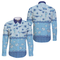 Hawaii Christmas In July Family Matching Long Sleeve Bodycon Dress and Hawaiian Shirt Sky Blue Mele Kalikimaka Sea Animals DT05 Dad's Shirt - Long Sleeve Blue - Polynesian Pride