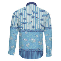 Hawaii Christmas In July Family Matching Off The Shoulder Long Sleeve Dress and Hawaiian Shirt Sky Blue Mele Kalikimaka Sea Animals DT05 Son's Shirt Blue - Polynesian Pride