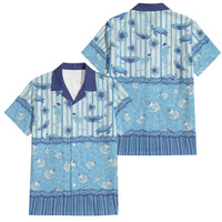 Hawaii Christmas In July Family Matching Off Shoulder Maxi Dress and Hawaiian Shirt Sky Blue Mele Kalikimaka Sea Animals DT05 Dad's Shirt - Short Sleeve Blue - Polynesian Pride