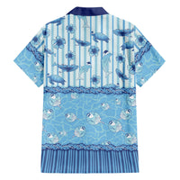 Hawaii Christmas In July Family Matching Off Shoulder Maxi Dress and Hawaiian Shirt Sky Blue Mele Kalikimaka Sea Animals DT05 Dad's Shirt - Long Sleeve Blue - Polynesian Pride