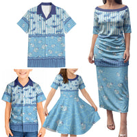 Hawaii Christmas In July Family Matching Puletasi and Hawaiian Shirt Sky Blue Mele Kalikimaka Sea Animals DT05 - Polynesian Pride