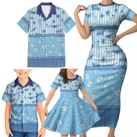 Hawaii Christmas In July Family Matching Short Sleeve Bodycon Dress and Hawaiian Shirt Sky Blue Mele Kalikimaka Sea Animals DT05 - Polynesian Pride