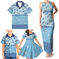 Hawaii Christmas In July Family Matching Tank Maxi Dress and Hawaiian Shirt Sky Blue Mele Kalikimaka Sea Animals DT05 - Polynesian Pride