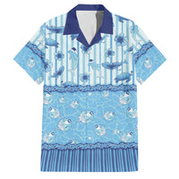 Hawaii Christmas In July Family Matching Tank Maxi Dress and Hawaiian Shirt Sky Blue Mele Kalikimaka Sea Animals DT05 Dad's Shirt - Short Sleeve Blue - Polynesian Pride