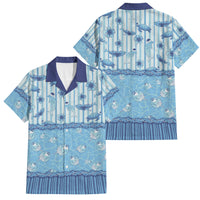 Hawaii Christmas In July Family Matching Tank Maxi Dress and Hawaiian Shirt Sky Blue Mele Kalikimaka Sea Animals DT05 Dad's Shirt - Short Sleeve Blue - Polynesian Pride