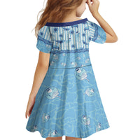Hawaii Christmas In July Kid Short Sleeve Dress Sky Blue Mele Kalikimaka Sea Animals DT05 - Polynesian Pride