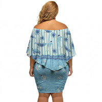 Hawaii Christmas In July Off Shoulder Short Dress Sky Blue Mele Kalikimaka Sea Animals DT05 - Polynesian Pride