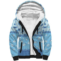 Hawaii Christmas In July Sherpa Hoodie Sky Blue Mele Kalikimaka Sea Animals