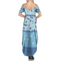 Hawaii Christmas In July Summer Maxi Dress Sky Blue Mele Kalikimaka Sea Animals DT05 - Polynesian Pride