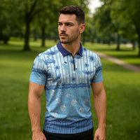 Hawaii Christmas In July Zipper Polo Shirt Sky Blue Mele Kalikimaka Sea Animals DT05 - Polynesian Pride