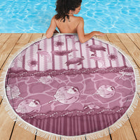 Hawaii Christmas In July Beach Blanket Dusty Pink Mele Kalikimaka Sea Animals