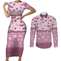 Hawaii Christmas In July Couples Matching Short Sleeve Bodycon Dress and Long Sleeve Button Shirt Dusty Pink Mele Kalikimaka Sea Animals