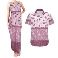 Hawaii Christmas In July Couples Matching Tank Maxi Dress and Hawaiian Shirt Dusty Pink Mele Kalikimaka Sea Animals