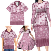 Hawaii Christmas In July Family Matching Long Sleeve Bodycon Dress and Hawaiian Shirt Dusty Pink Mele Kalikimaka Sea Animals DT05 - Polynesian Pride