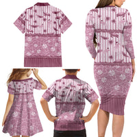 Hawaii Christmas In July Family Matching Long Sleeve Bodycon Dress and Hawaiian Shirt Dusty Pink Mele Kalikimaka Sea Animals DT05 Mom's Dress Pink - Polynesian Pride