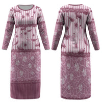 Hawaii Christmas In July Family Matching Long Sleeve Bodycon Dress and Hawaiian Shirt Dusty Pink Mele Kalikimaka Sea Animals DT05 Mom's Dress Pink - Polynesian Pride