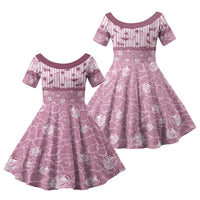 Hawaii Christmas In July Family Matching Long Sleeve Bodycon Dress and Hawaiian Shirt Dusty Pink Mele Kalikimaka Sea Animals DT05 Daughter's Dress Pink - Polynesian Pride