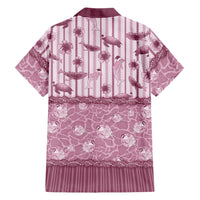 Hawaii Christmas In July Family Matching Off The Shoulder Long Sleeve Dress and Hawaiian Shirt Dusty Pink Mele Kalikimaka Sea Animals DT05 Dad's Shirt - Long Sleeve Pink - Polynesian Pride