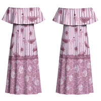 Hawaii Christmas In July Family Matching Off Shoulder Maxi Dress and Hawaiian Shirt Dusty Pink Mele Kalikimaka Sea Animals DT05 Mom's Dress Pink - Polynesian Pride