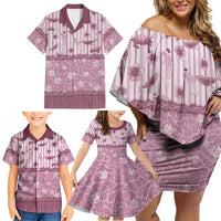 Hawaii Christmas In July Family Matching Off Shoulder Short Dress and Hawaiian Shirt Dusty Pink Mele Kalikimaka Sea Animals DT05 - Polynesian Pride