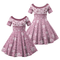 Hawaii Christmas In July Family Matching Puletasi and Hawaiian Shirt Dusty Pink Mele Kalikimaka Sea Animals DT05 Daughter's Dress Pink - Polynesian Pride