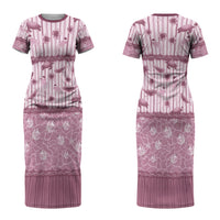 Hawaii Christmas In July Family Matching Short Sleeve Bodycon Dress and Hawaiian Shirt Dusty Pink Mele Kalikimaka Sea Animals DT05 Mom's Dress Pink - Polynesian Pride