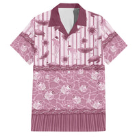 Hawaii Christmas In July Family Matching Short Sleeve Bodycon Dress and Hawaiian Shirt Dusty Pink Mele Kalikimaka Sea Animals DT05 Dad's Shirt - Short Sleeve Pink - Polynesian Pride