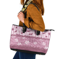 Hawaii Christmas In July Leather Tote Bag Dusty Pink Mele Kalikimaka Sea Animals