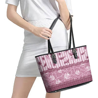 Hawaii Christmas In July Leather Tote Bag Dusty Pink Mele Kalikimaka Sea Animals