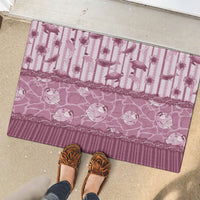 Hawaii Christmas In July Rubber Doormat Dusty Pink Mele Kalikimaka Sea Animals
