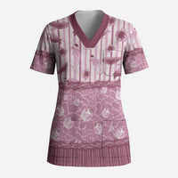 Hawaii Christmas In July Scrub Top Dusty Pink Mele Kalikimaka Sea Animals