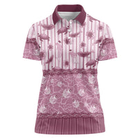 Hawaii Christmas In July Women Polo Shirt Dusty Pink Mele Kalikimaka Sea Animals