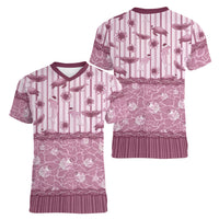 Hawaii Christmas In July Women V-Neck T-Shirt Dusty Pink Mele Kalikimaka Sea Animals