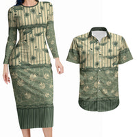 Hawaii Christmas In July Couples Matching Long Sleeve Bodycon Dress and Hawaiian Shirt Olive Green Mele Kalikimaka Sea Animals DT05 Green - Polynesian Pride