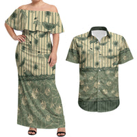 Hawaii Christmas In July Couples Matching Off Shoulder Maxi Dress and Hawaiian Shirt Olive Green Mele Kalikimaka Sea Animals DT05 Green - Polynesian Pride
