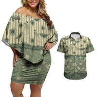 Hawaii Christmas In July Couples Matching Off Shoulder Short Dress and Hawaiian Shirt Olive Green Mele Kalikimaka Sea Animals DT05 Green - Polynesian Pride