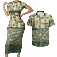 Hawaii Christmas In July Couples Matching Short Sleeve Bodycon Dress and Hawaiian Shirt Olive Green Mele Kalikimaka Sea Animals DT05 Green - Polynesian Pride