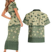 Hawaii Christmas In July Couples Matching Short Sleeve Bodycon Dress and Hawaiian Shirt Olive Green Mele Kalikimaka Sea Animals