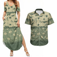 Hawaii Christmas In July Couples Matching Summer Maxi Dress and Hawaiian Shirt Olive Green Mele Kalikimaka Sea Animals DT05 Green - Polynesian Pride