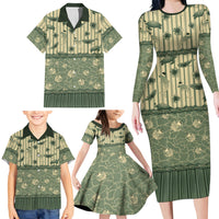 Hawaii Christmas In July Family Matching Long Sleeve Bodycon Dress and Hawaiian Shirt Olive Green Mele Kalikimaka Sea Animals DT05 - Polynesian Pride